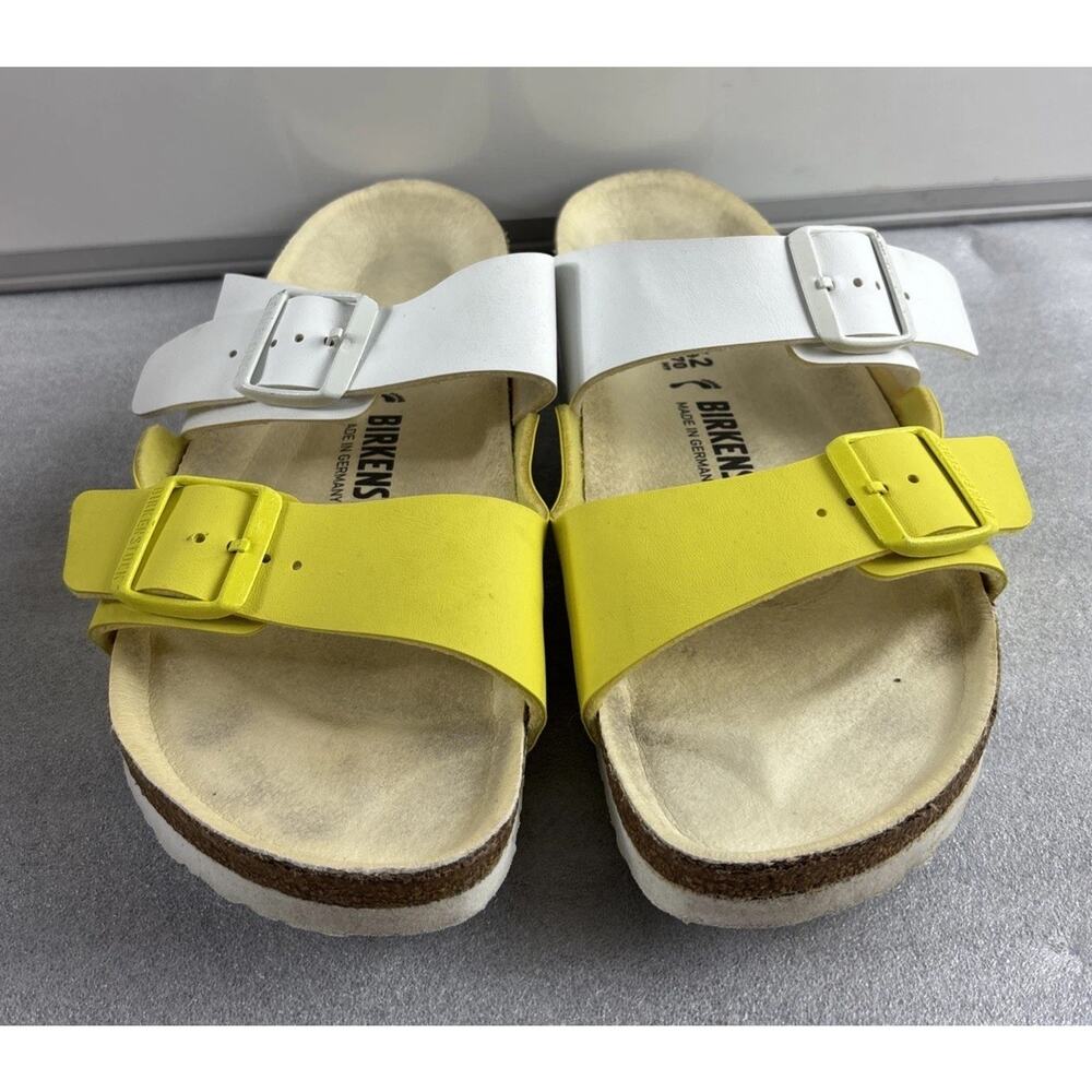 Birkenstock Arizona Split White/Lime Sour Birko Flor Reg Size 42 W-11-M-9